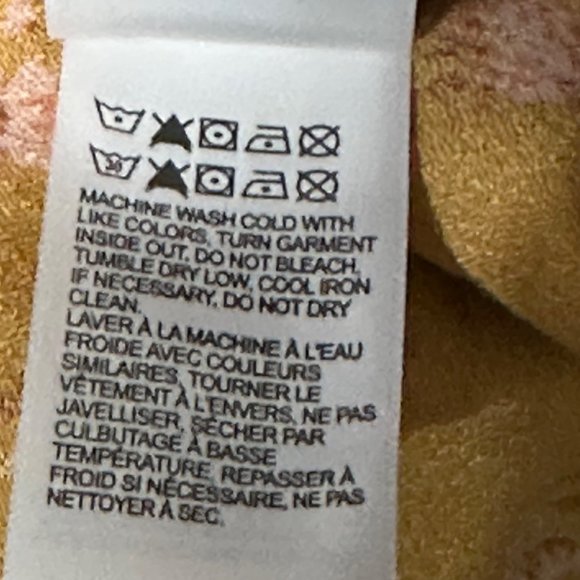 Lucky Brand size M gold ditsy floral patterned faux wrap 3/4 sleeve Boho top - Picture 7 of 9